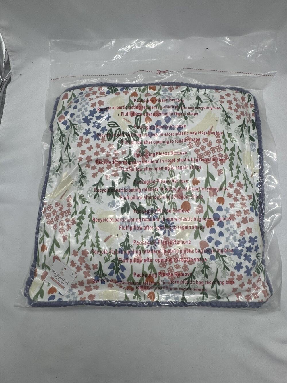 Floral Easter Bunny Throw Pillow Multicolor Square NIP